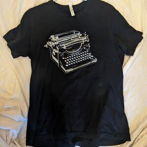 Vintage black tee with underwood typewriter design